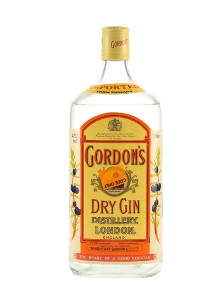 Gordon's Dry Gin Bottled 1980s - Ireland Duty Free 100cl / 47.3%