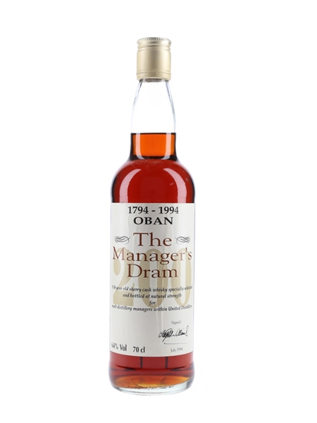 Oban 16 Year Old The Manager's Dram Bottled 1994 - 200th Anniversary 70cl / 64%