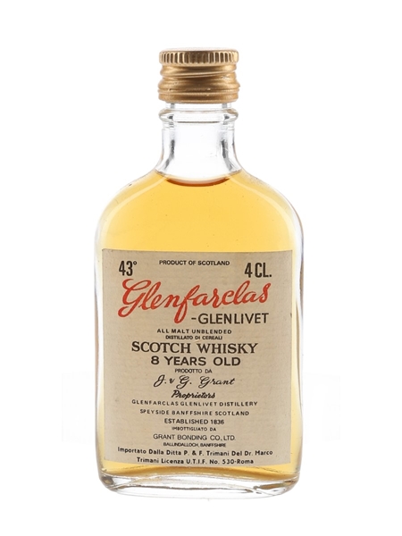 Glenfarclas Glenlivet 8 Year Old Bottled 1960s - P & F 4cl / 43%