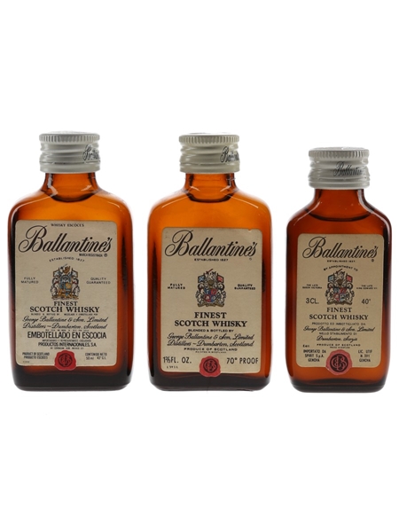 Ballantine's Finest Bottled 1970s & 1980s 3 x 3cl-5cl