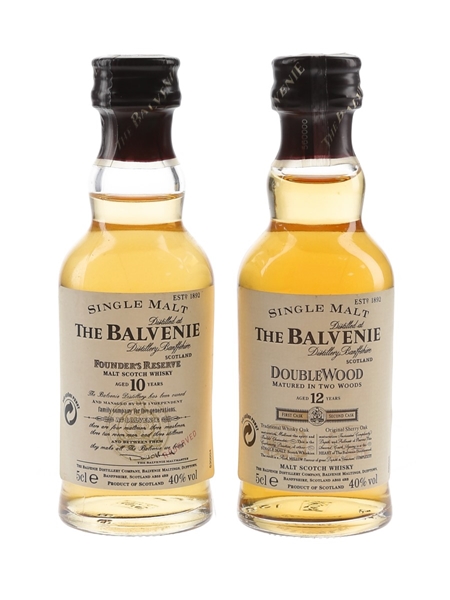 Balvenie 10 & 12 Year Old Bottled 1990s - Founder's Reserve & Doublewood 2 x 5cl / 40%