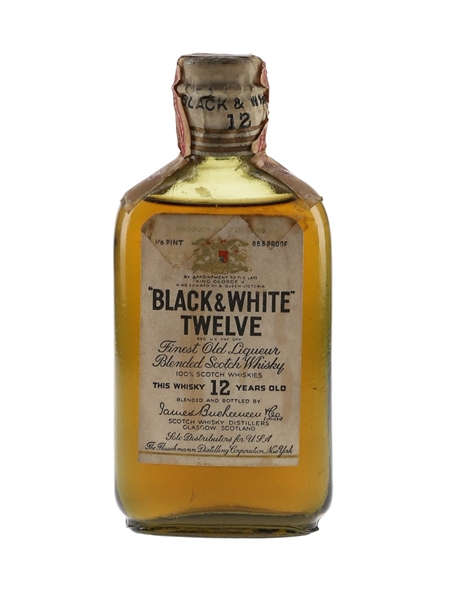 Buchanan's Black & White 12 Year Old Spring Cap Bottled 1930s - Fleischmann Distilling 5.9cl / 43.4%