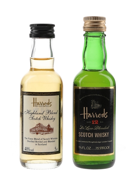 Harrods Blended Scotch Whisky Bottled 1970s & 1980s 2 x 5cl