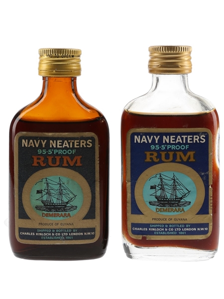 Navy Neaters Demerara Rum Bottled 1960s-1970s 2 x 5cl / 54.5%