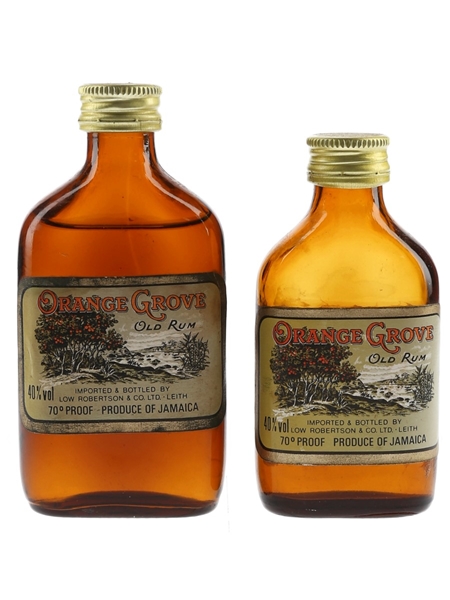 Orange Grove Old Rum Bottled 1970s - Low Robertson & Co. 2 x 5cl / 40%