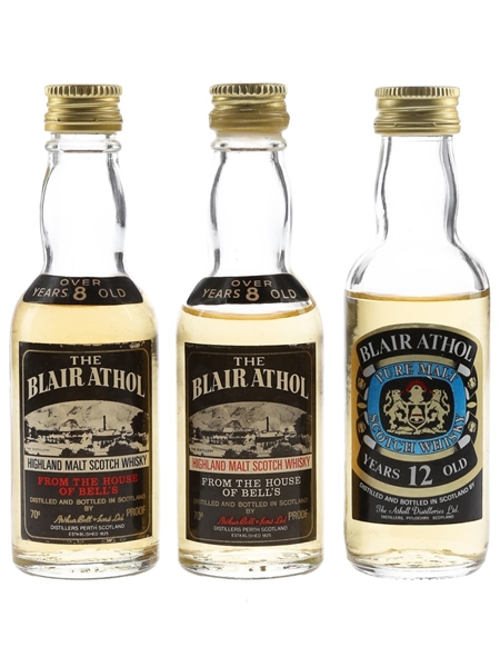 Blair Athol 8 Year Old & 12 Year Old Bottled 1970s-1980s 3 x 5cl / 40%