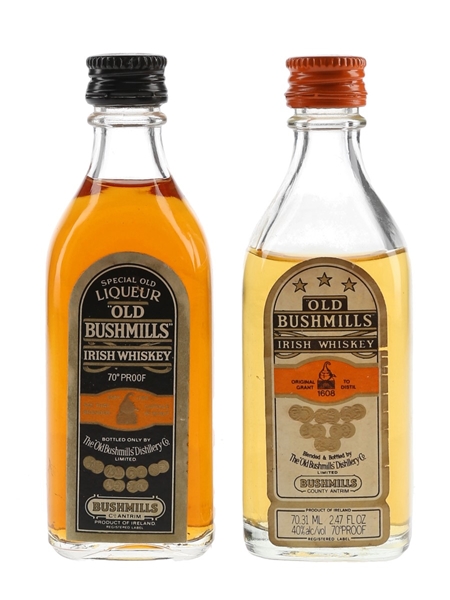 Old Bushmills 3 Star & Bushmills 10 Year Old Bottled 1970s & 1980s 3 x 5cl / 40%