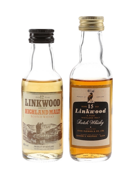 Linkwood 12 & 15 Year Old Bottled 1980s 2 x 5cl / 40%