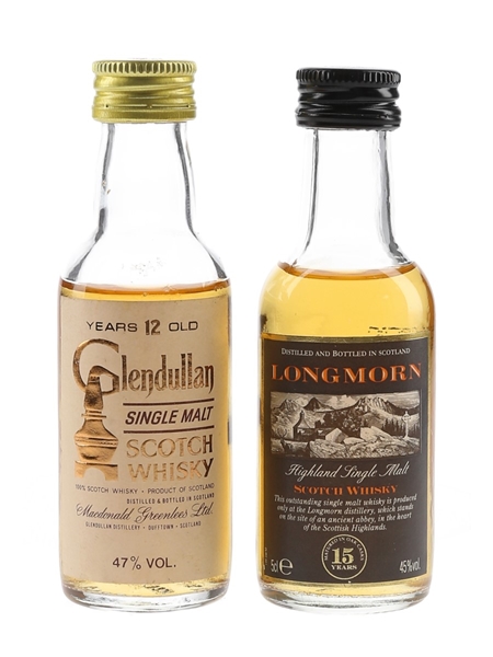 Glendullan 12 Year Old & Longmorn 15 Year old Bottled 1980s-1990s 2 x 5cl