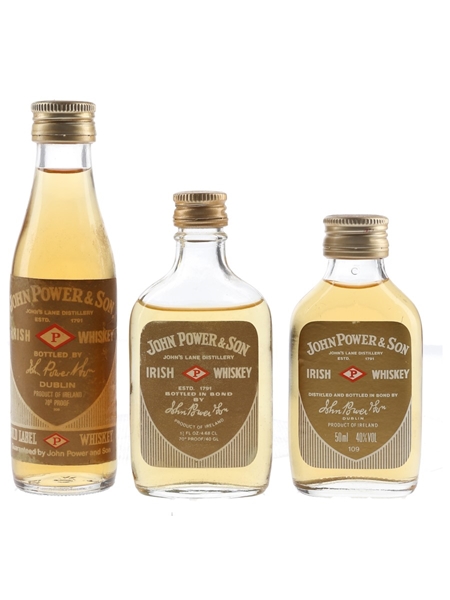 John Power & Sons Gold Label Bottled 1970s & 1980s 3 x 4.7cl-7cl / 40%