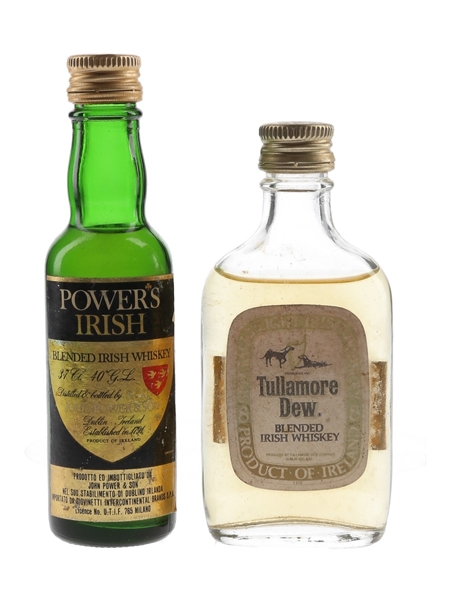 Powers & Tullamore Dew Bottled 1970s 2 x 3.7-4.68cl