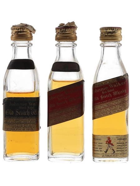 Johnnie Walker Red Label & Black label Bottled 1960s & 1970s 3 x 4cl / 40%