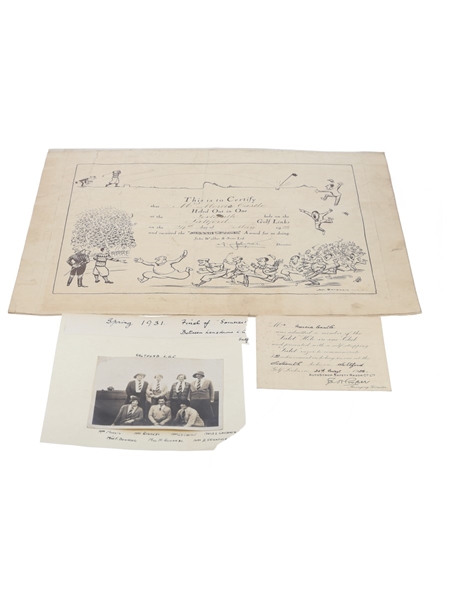 Johnnie Walker Award For A Hole In One Saltford Golf Links, 24 May 1928 38cm x 29cm