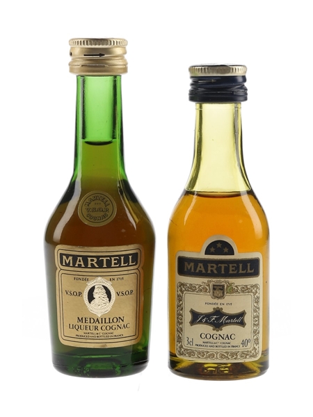 Martell Medaillon VSOP & 3 Star Bottled 1970s-1980s 2 x 3cl