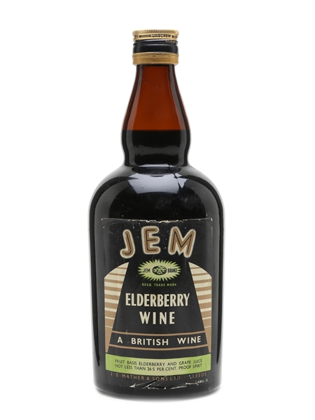 JEM British Elderberry Wine Bottled 1960s - J E Mather & Sons 75cl / 15%