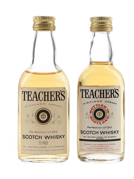 Teacher's Highland Cream Bottled 1970s 2 x 4.7-5cl / 40%