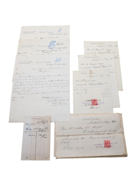 Vauxhall Distillery Correspondence, Invoices & Purchase Receipt, Dated 1899-1907 William Pulling & Co. 