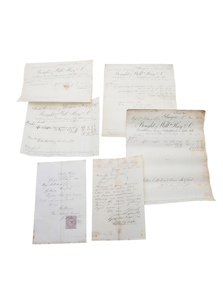 Littlemill Distillery Correspondence, Invoices & Purchase Receipt  Dated 1857-1865 William Pulling & Co. 