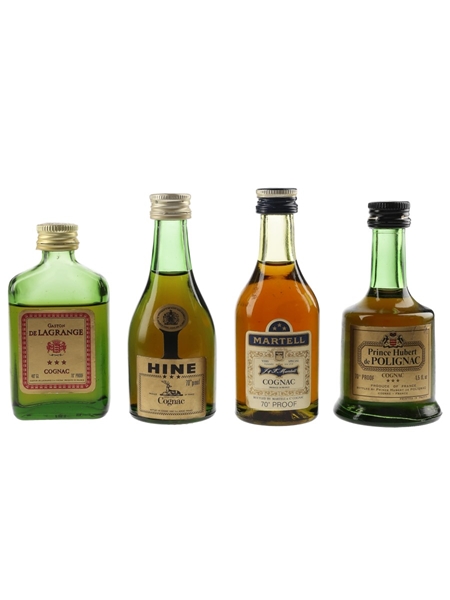 Assorted Cognac Gaston De Lagrange, Hine, Martell & Prince Hubert De Polignac 4 x 5cl