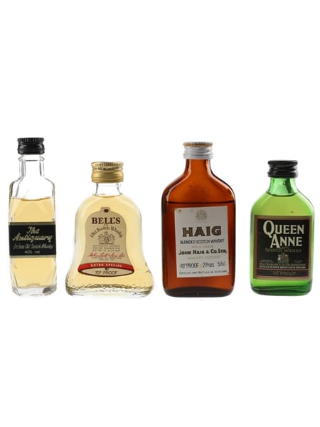 Antiquary, Bell's, Haig & Queen Anne Bottled 1970s & 1980s 4 x 5cl