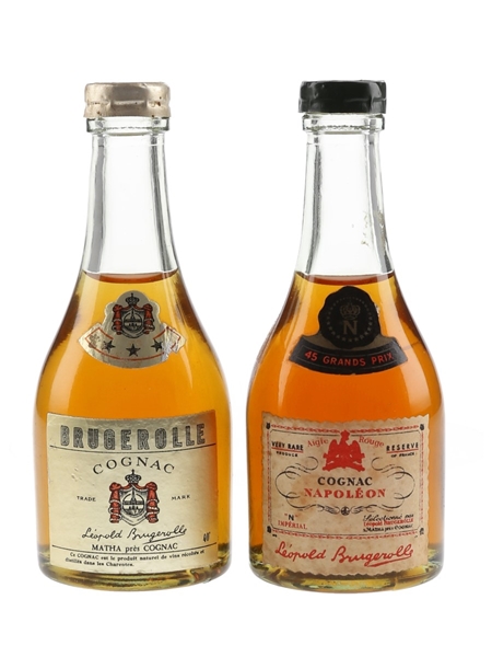 Brugerolle 3 Star & Napoleon Bottled 1960s 2 x 4cl / 40%