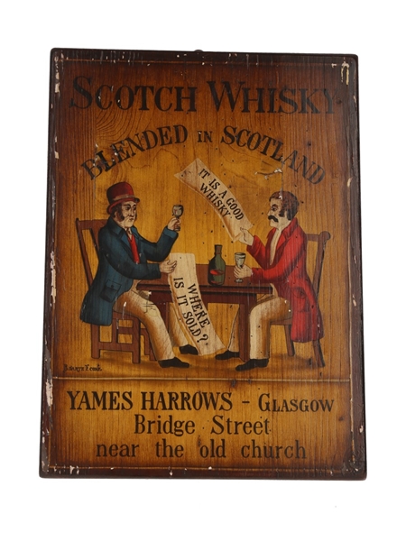 Scotch Whisky Yames Harrows Painting on Wood Panel B. D'Arte F. Conz. 39.6cm x 29.6cm