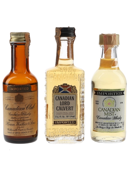 Canadian Club, Canadian Mist & Lord Calvert Bottled 1970s & 1980s 3 x 5cl / 40%