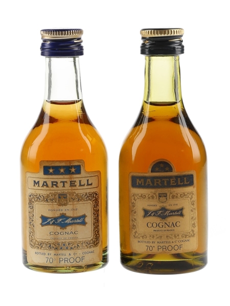 Martell 3 Star Bottled 1970s 2 x 5cl / 40%