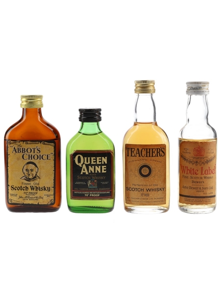 Assorted Blended Scotch Whisky Abbot's Choice, Teacher's, Queen Anne & White Label 4 x 5cl / 40%