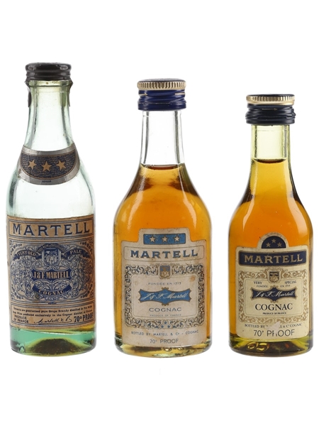 Martell 3 Star Bottled 1950s-1970s 3 x 3cl-5cl / 40%