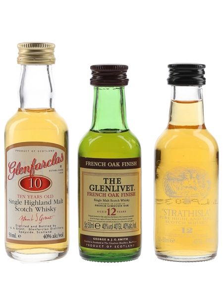 Glenfarclas 10 Year Old, Glenlivet 12 Year Old & Strathisla  3 x 5cl / 41%