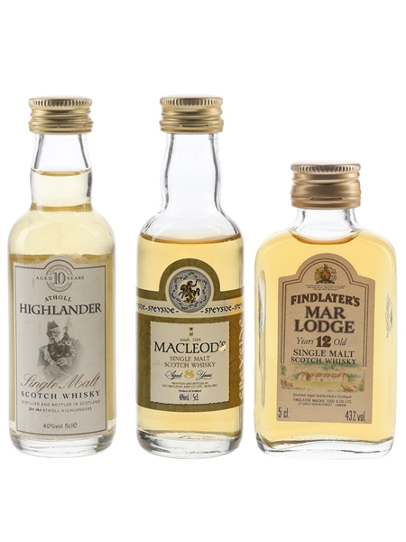 Findlater's Mar Lodge 12 Year Old, Highlander, Macleod's Bottled 1980s 3 x 5cl / 41%