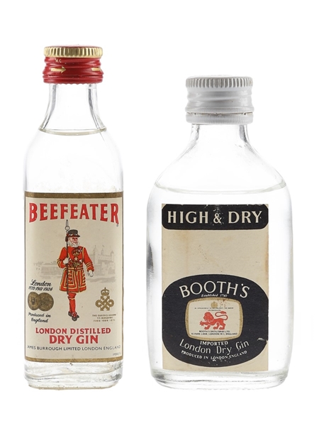 Beefeater & Booth's Gin Bottled 1970s 4.7cl & 5cl / 40%