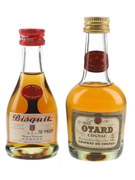 Bisquit 3 Star & Otard Cognac Bottled 1970s 2 x 5cl / 40%