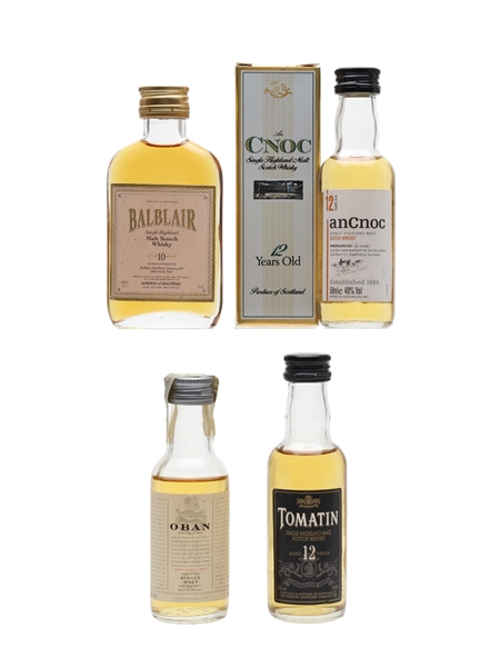 Ancnoc 12 Year Old, Balblair 10 Year Old, Oban & Tomatin 12 Year Old  4 x 5cl