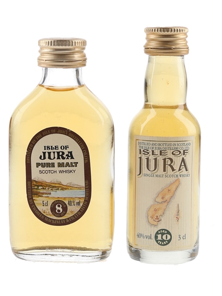 Isle Of Jura 8 Year Old & 10 Year Old Bottled 1980s 2 x 3cl-5cl / 40%