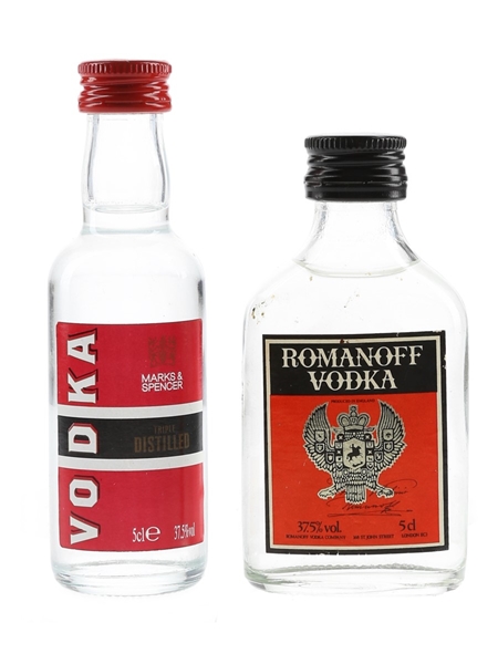 Romanoff Vodka & M & S Triple Distilled  2 x 5cl / 37.5%