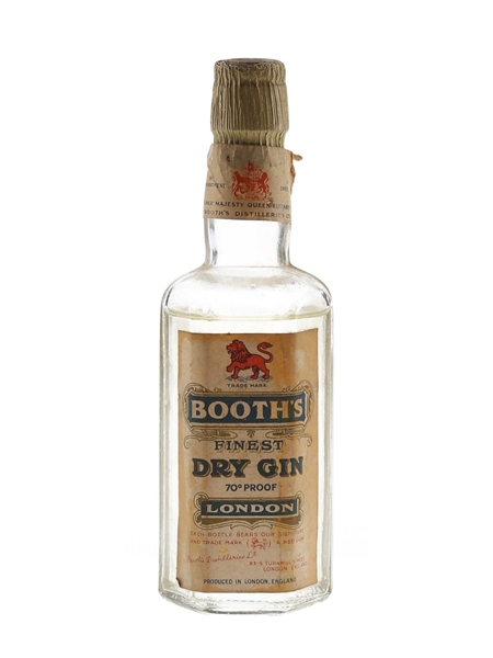 Booth's Finest Dry Gin Bottled 1950s 5cl / 40%