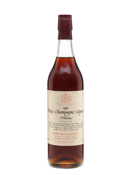 Berry Bros & Rudd 1930 Arthenac Cognac Bottled 1976 70cl / 40%