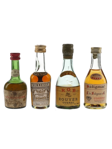 Courvoisier, Rouyer Guillet, Hennessy & Salignac Bottled 1960s-1970s 4 x 3cl-5cl / 40%