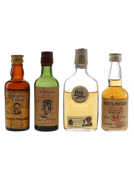 Abbot's Choice, Antiquary, Long John & Whyte & Mackay's Bottled 1960s-1970s 4 x 5cl / 40%