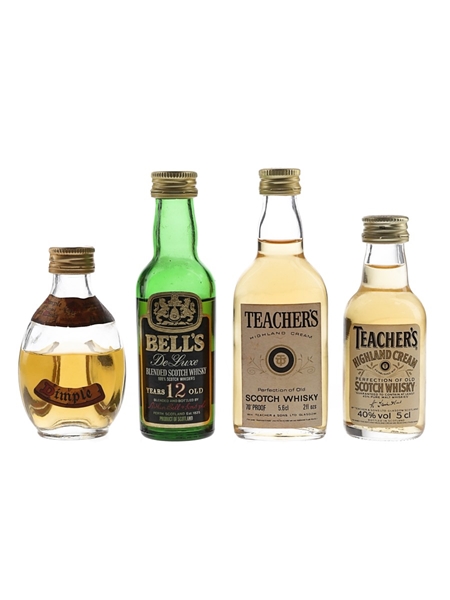 Teachers, Dimple & Bell's 12 Year Old Bottled 1970s & 1980s 4 x 5cl / 40%