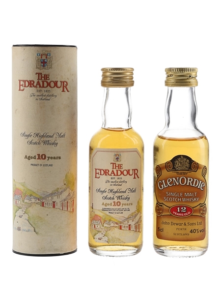 Edradour 10 Year Old  & Glenordie 12 Year Old Bottled 1980s 2 x 5cl / 40%