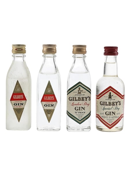 Gilbey's Gin Bottled 1970s-1980s 4 x 4.7cl-5cl / 40%