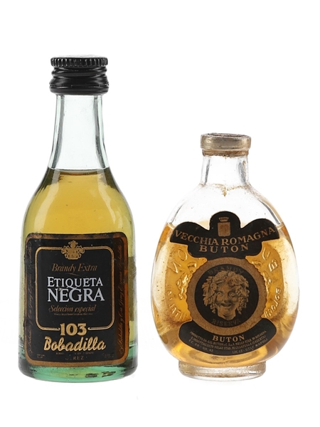 Buton Vecchia Romagna & Etiqueta Negra Bottled 1960s 2 x 4cl