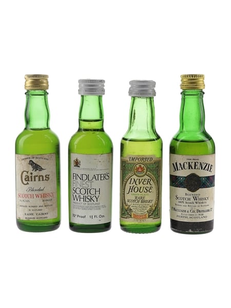 Cairns, Inver House, Findlater's & Mackenzie Bottled 1970s-1980s 4 x 4.2cl-5cl