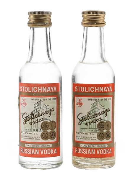 Stolichnaya Russian Vodka Bottled 1970s-1980s 2 x 5cl / 40%