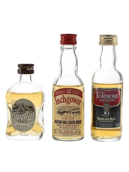 Inchgower 12 Year Old, Cardhu 12 Year Old  & Tormore 10 Year Old Bottled 1970s-1980s 3 x 5cl