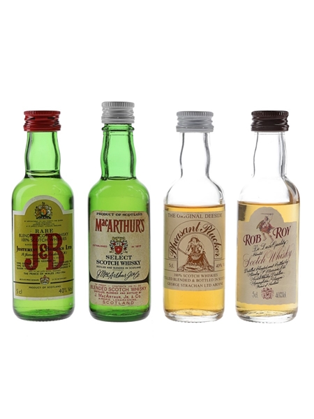 J & B, MacArthur's, Pheasant Pluckers & Rob Roy Bottled 1970s-1980s 4 x 4.7cl-5cl / 40%