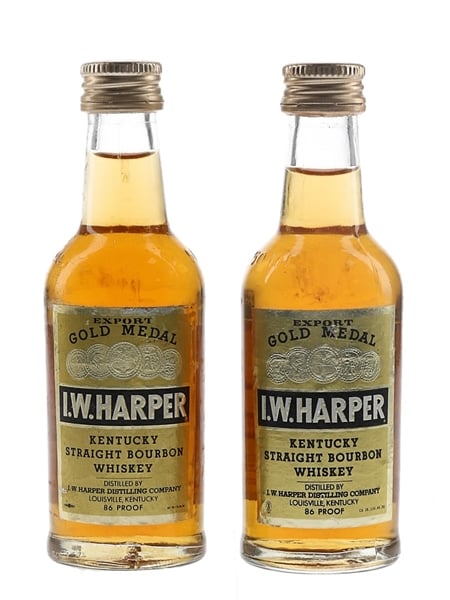 I W Harper 4 Year Old Gold Medal Bottled 1970s 2 x 5cl / 43%